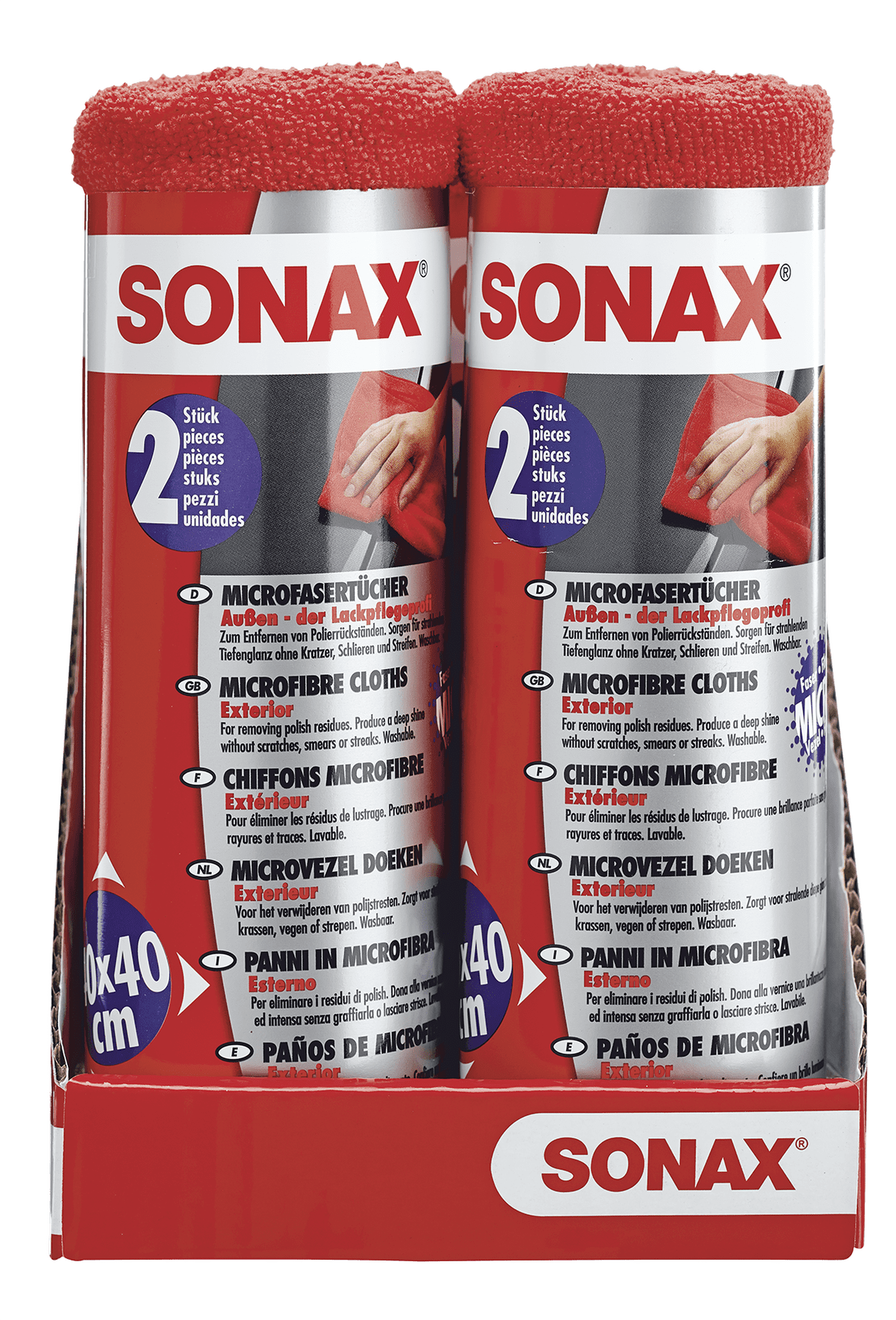 SONAX Red Microfibre Cloth for Exterior (2 pcs)